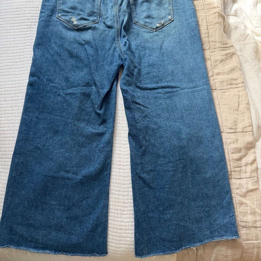 Paige Anessa Petite Wide Leg Cropped Jeans, Size 32 Petite, Sunnie Distressed - Picture 10 of 10